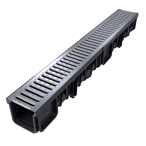 Drainage 80mm Channel Drain Steel Top 1m