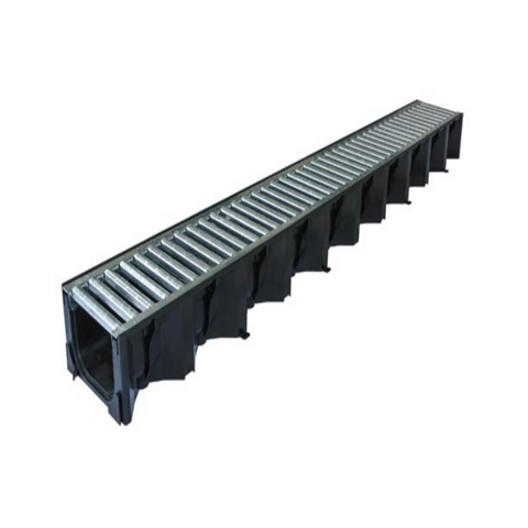 Drainage 100mm Channel Drain Steel Top 1m